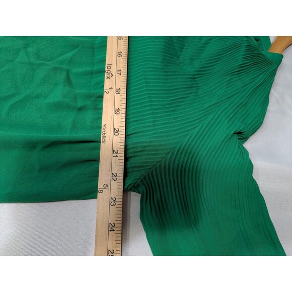 Ralph Lauren Blouse Black Label Medium Green Pleated Long Sleeve Button Top - Picture 7 of 8